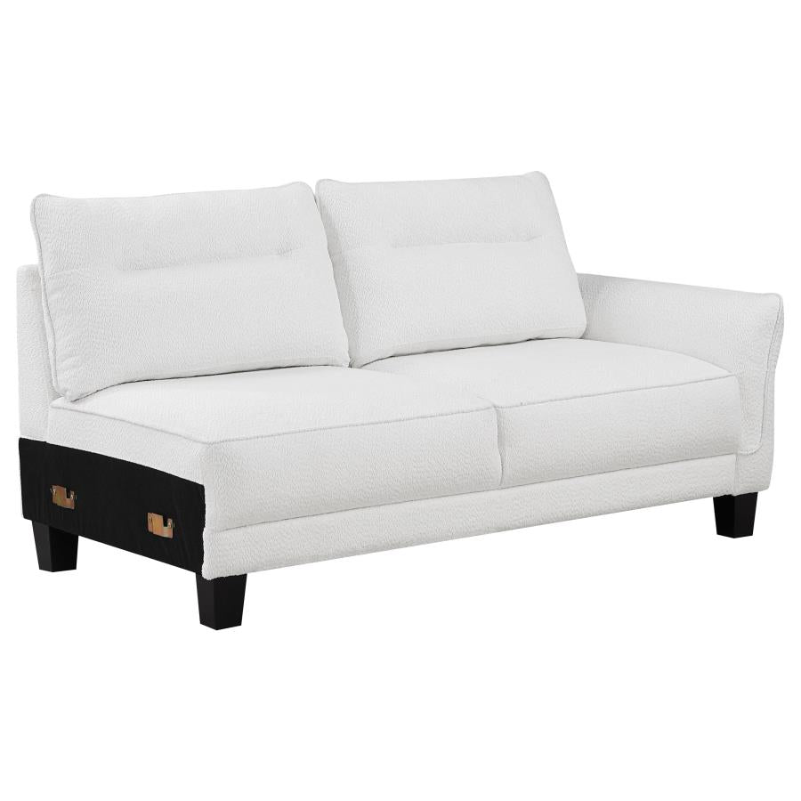 Caspian Upholstered Curved Arm Chaise Sectional Sofa White - 509550