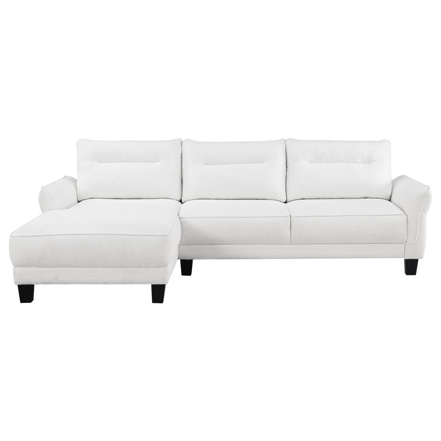 Caspian Upholstered Curved Arm Chaise Sectional Sofa White - 509550