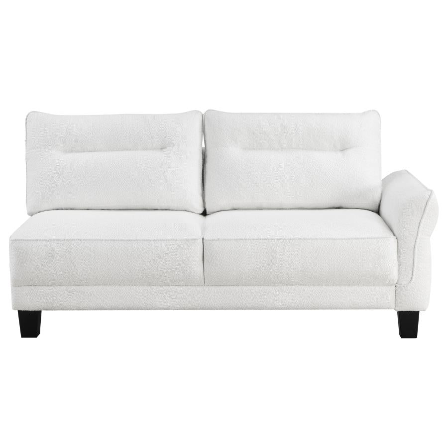 Caspian Upholstered Curved Arm Chaise Sectional Sofa White - 509550