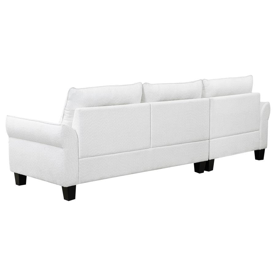 Caspian Upholstered Curved Arm Chaise Sectional Sofa White - 509550