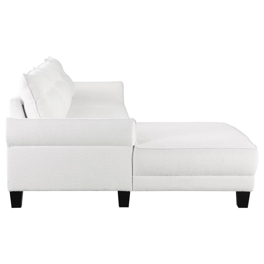 Caspian Upholstered Curved Arm Chaise Sectional Sofa White - 509550