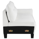 Caspian Upholstered Curved Arm Chaise Sectional Sofa White - 509550