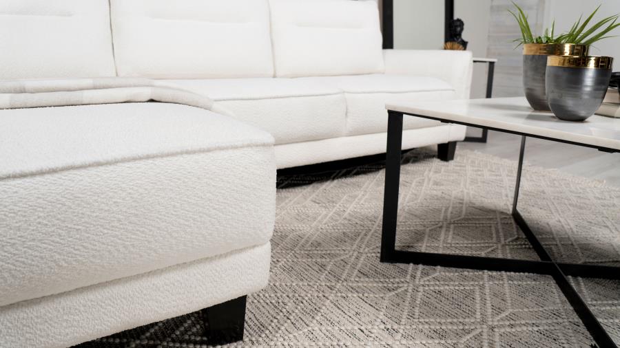 Caspian Upholstered Curved Arm Chaise Sectional Sofa White - 509550