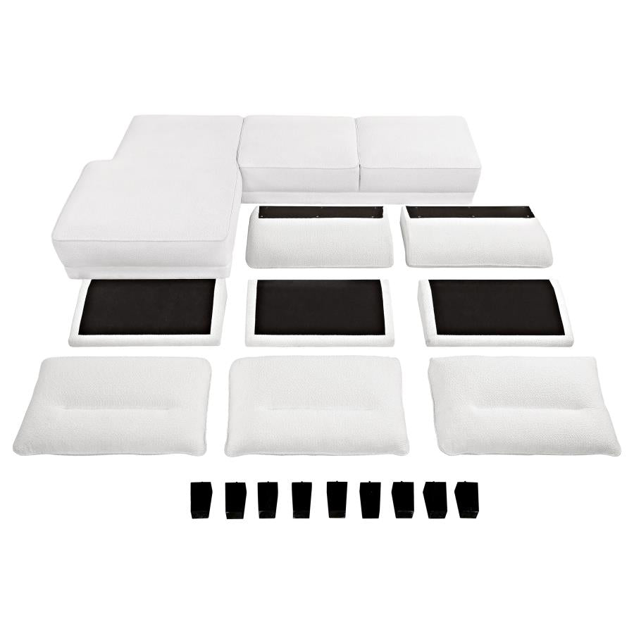 Caspian Upholstered Curved Arm Chaise Sectional Sofa White - 509550