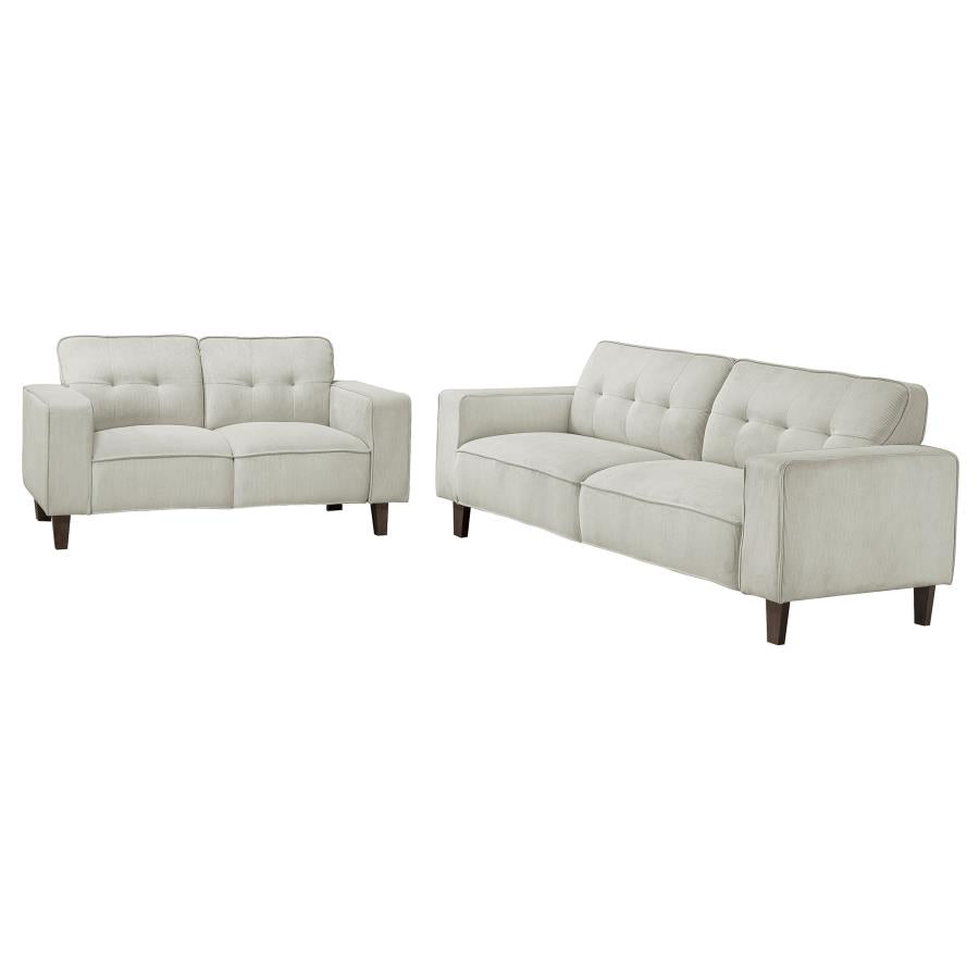 Deerhurst 2-piece Upholstered Track Arm Sofa Set Greige - 509647-S2