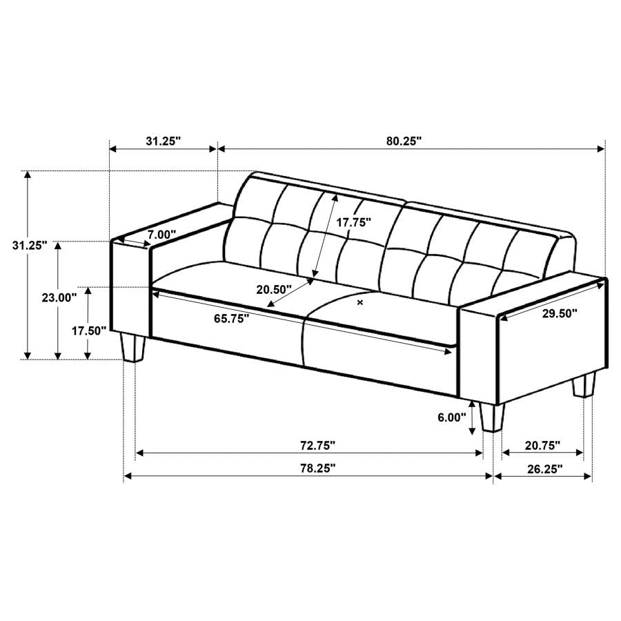 Deerhurst 2-piece Upholstered Track Arm Sofa Set Greige - 509647-S2
