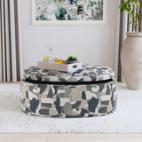 Tomkins Oval Upholstered Storage Ottoman Indigo Blue - 509674