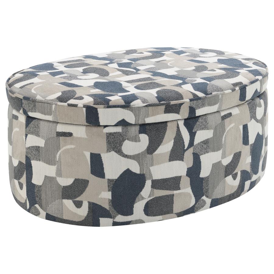 Tomkins Oval Upholstered Storage Ottoman Indigo Blue - 509674