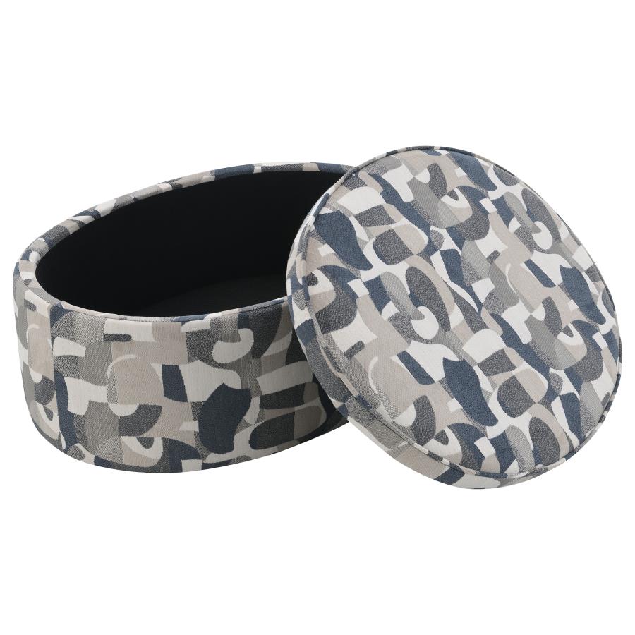 Tomkins Oval Upholstered Storage Ottoman Indigo Blue - 509674