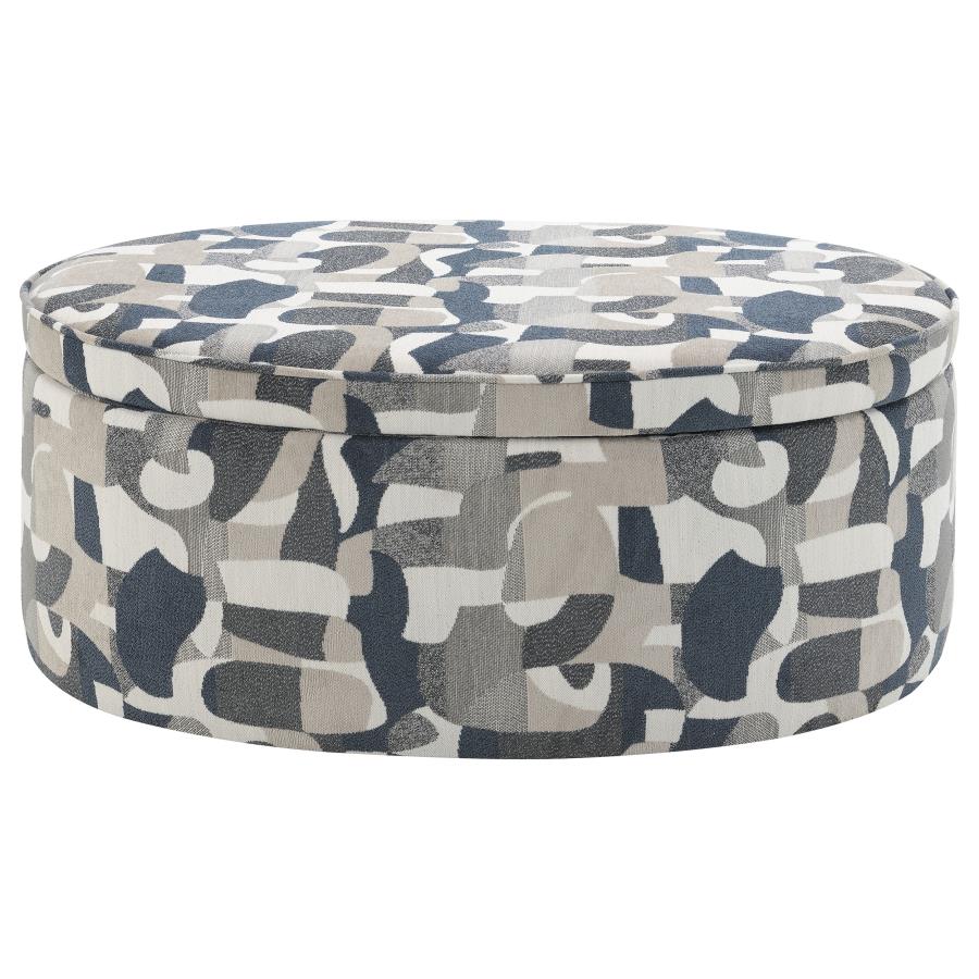 Tomkins Oval Upholstered Storage Ottoman Indigo Blue - 509674