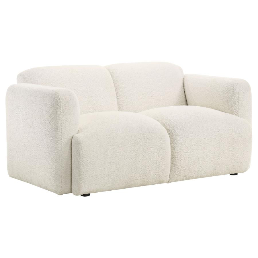 Dorset 2-piece Upholstered Round Track Arm Sofa Set White - 509811-S2