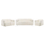 Dorset 3-piece Upholstered Round Track Arm Sofa Set White - 509811-S3
