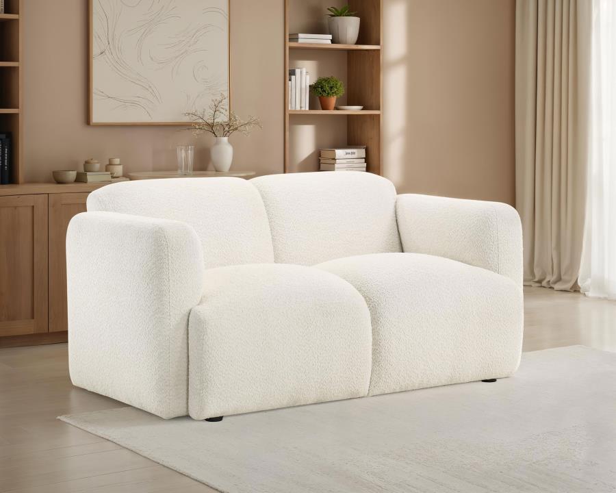 Dorset Fabric Upholstered Round Track Arm Loveseat White - 509812