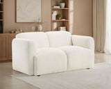 Dorset Fabric Upholstered Round Track Arm Loveseat White - 509812