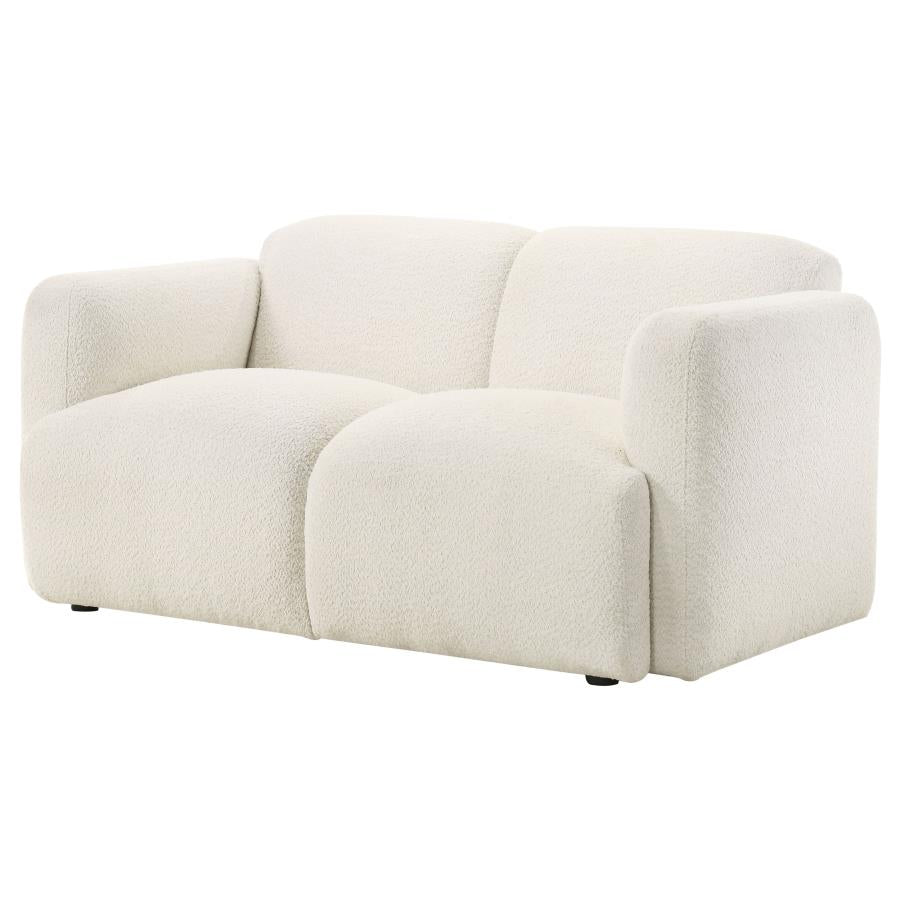 Dorset Fabric Upholstered Round Track Arm Loveseat White - 509812