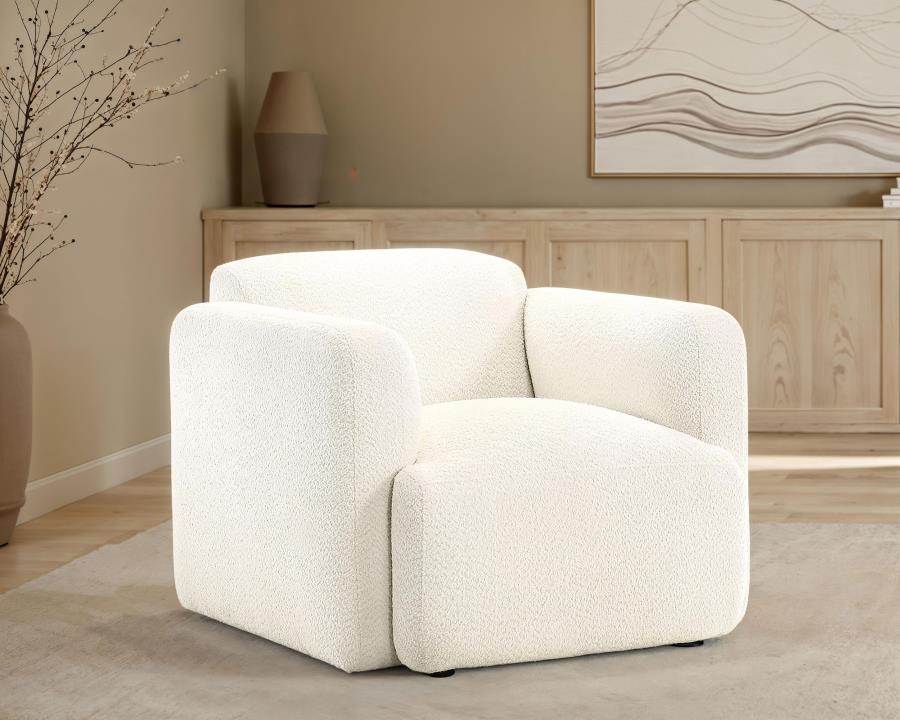 Dorset Fabric Upholstered Round Track Arm Accent Chair White - 509813
