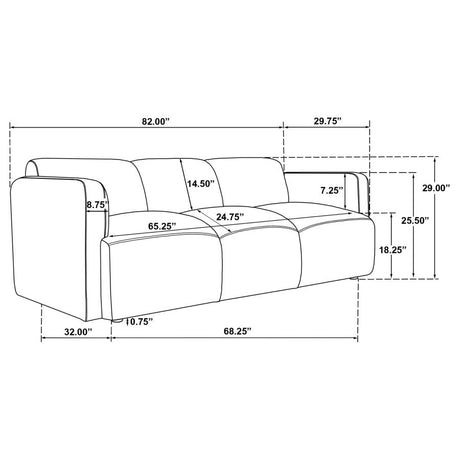 Dorset 2-piece Upholstered Round Track Arm Sofa Set Brown - 509814-S2