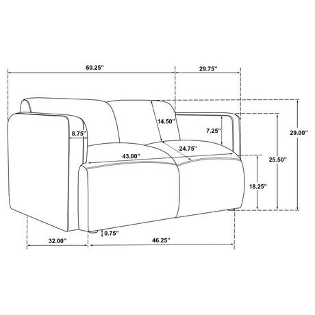 Dorset 2-piece Upholstered Round Track Arm Sofa Set Brown - 509814-S2