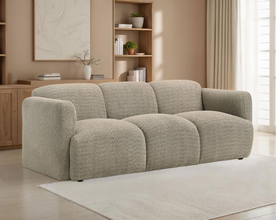 Dorset Fabric Upholstered Round Track Arm Sofa Brown - 509814