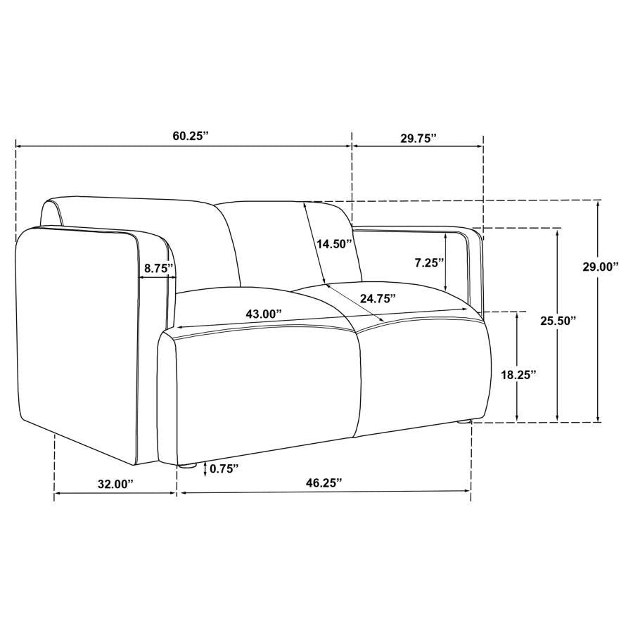 Dorset Fabric Upholstered Round Track Arm Loveseat Brown - 509815