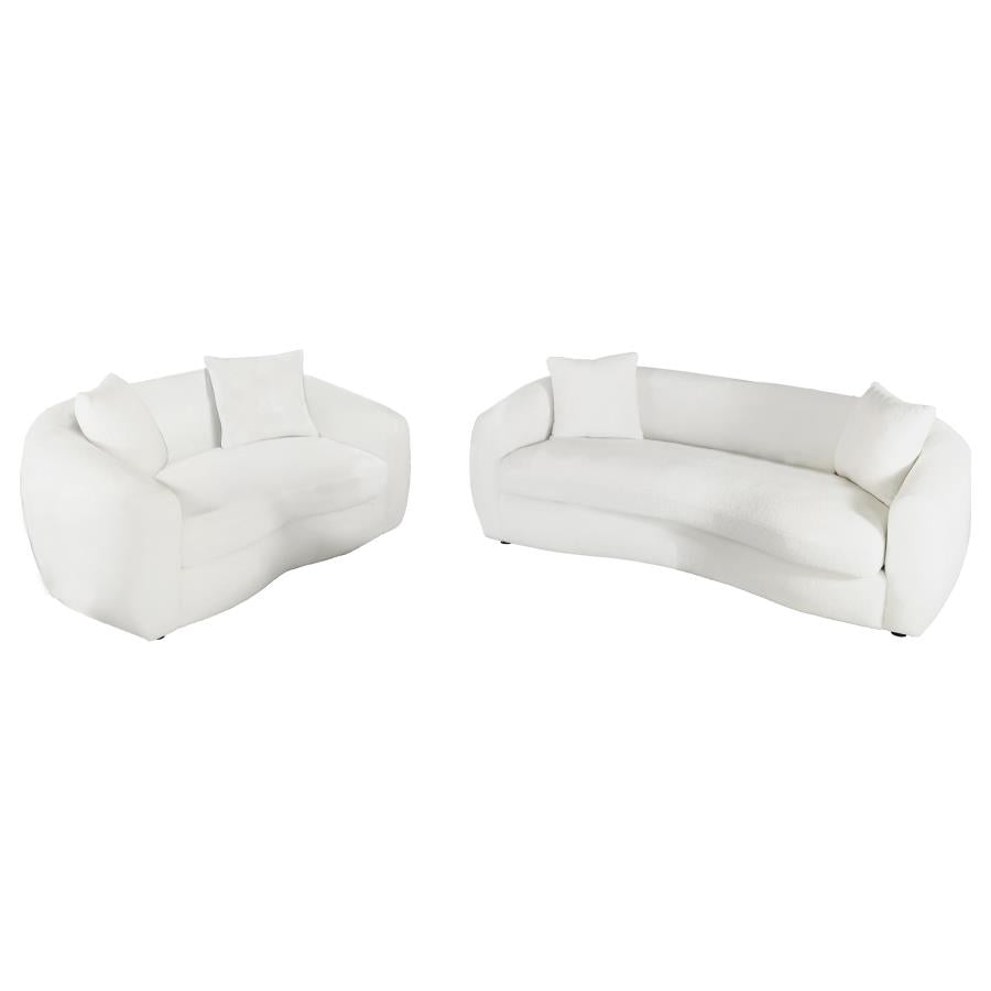 Isabella 2-piece Faux Sheepskin Upholstered Sofa Set Natural - 509871-S2