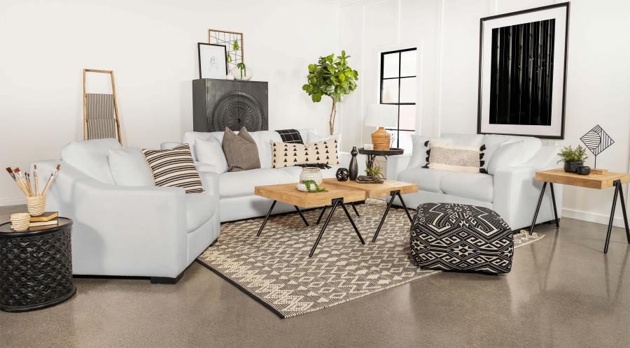 Ashlyn 3-piece Upholstered Sloped Arm Sofa Set White - 509891-S3