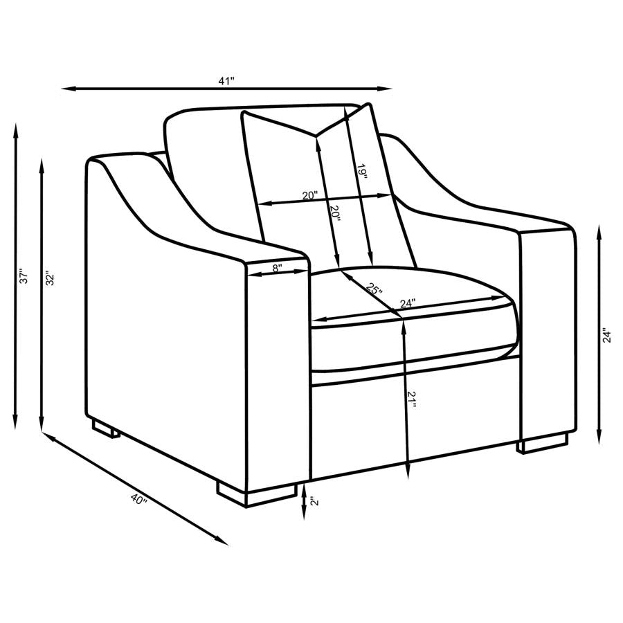 Ashlyn 3-piece Upholstered Sloped Arm Sofa Set White - 509891-S3