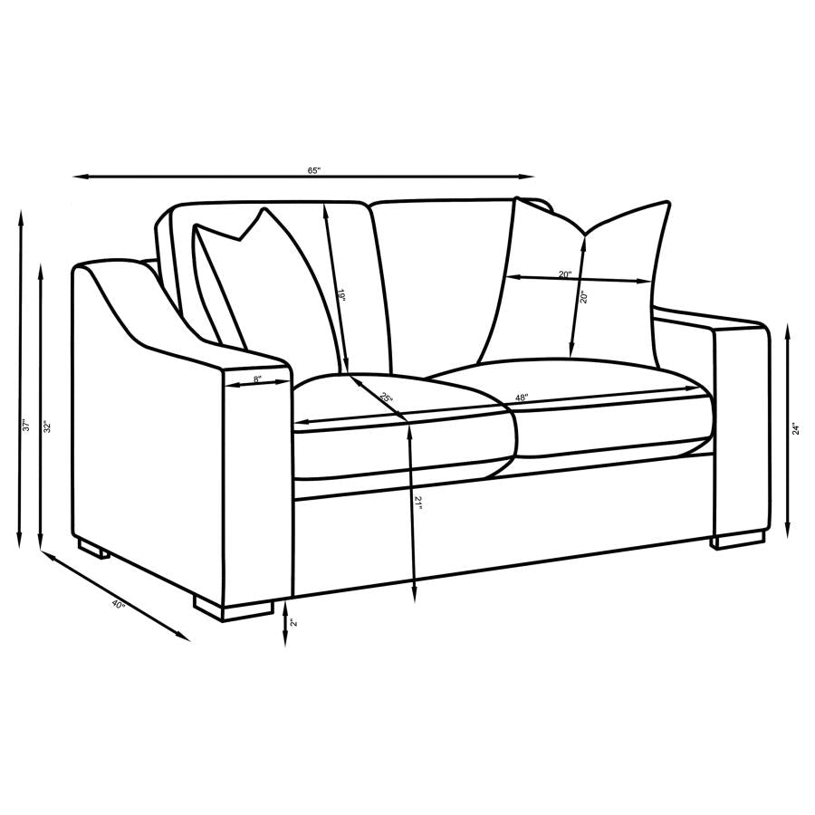 Ashlyn Upholstered Sloped Arm Loveseat White - 509892