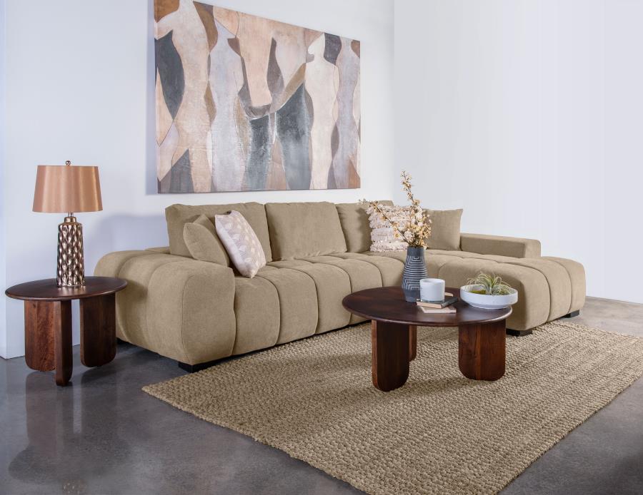 Octavia Upholstered Sectional Chaise Sofa Camel - 509961