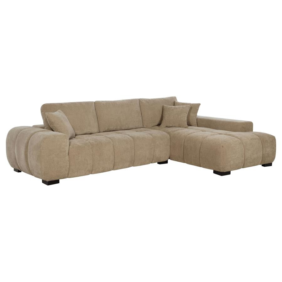 Octavia Upholstered Sectional Chaise Sofa Camel - 509961