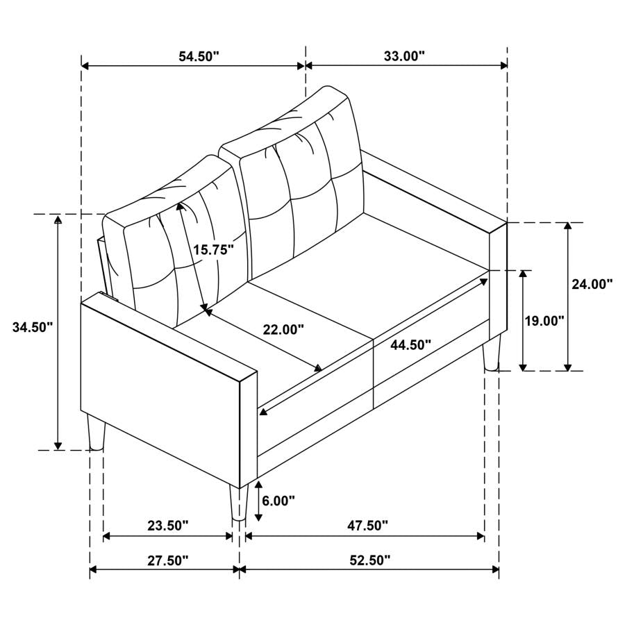 Bowen II 3-piece Fabric Upholstered Track Arm Sofa Set Rust - 509971-S3