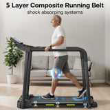 Walking Pad Treadmill With Foldable Design, Large LED Display, Stable Handrails - Black
