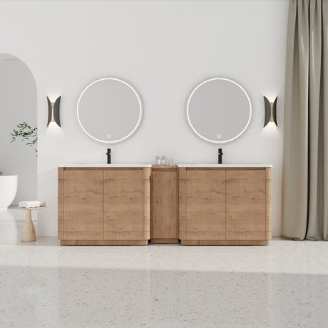 Soft Close Door Freestanding Bathroom Vanity With Sink, 1 Small Storage Cabinet