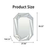Diamond Shaped Wall Mirror With Beveled Edge Frameless Design - Silver
