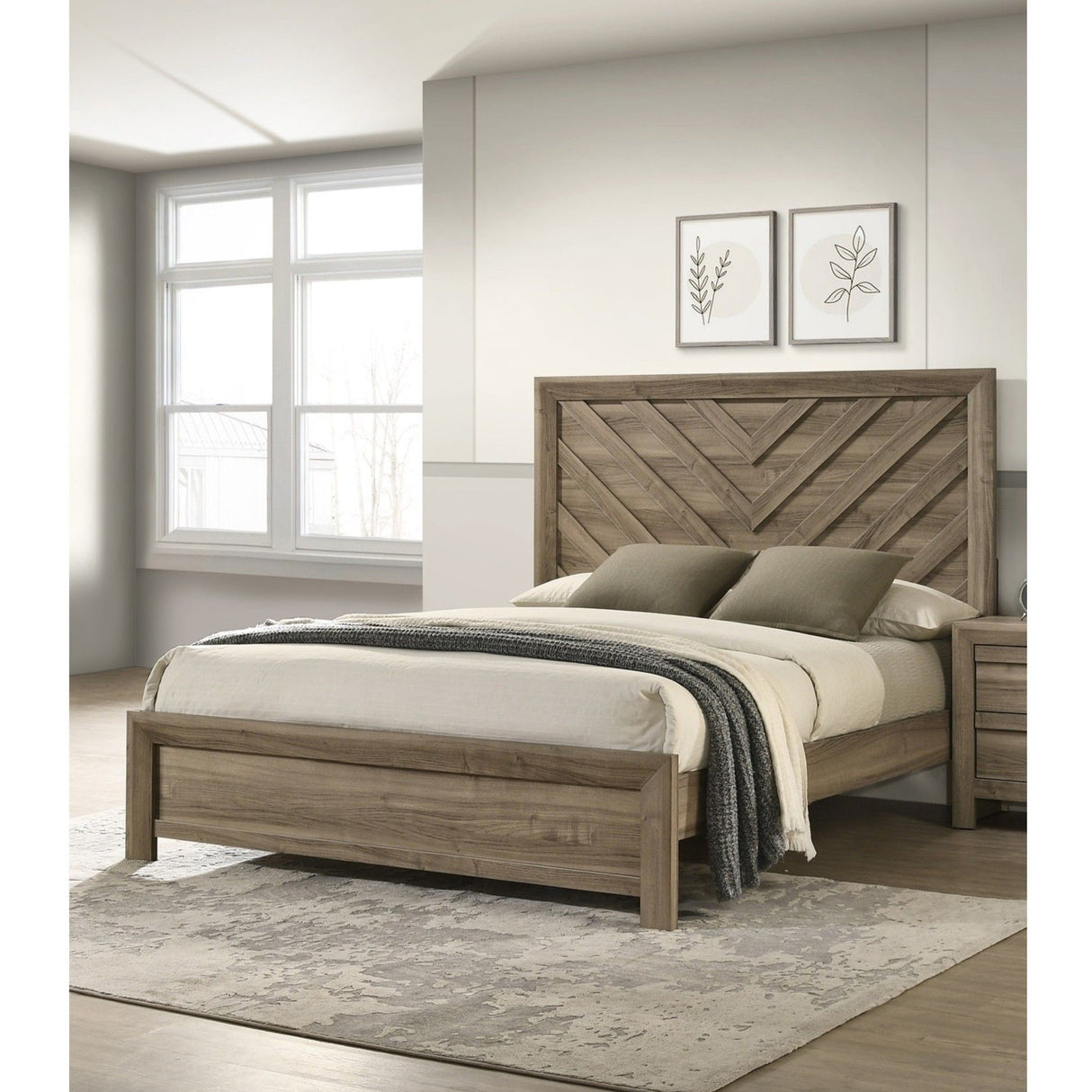 Modern Chevron Patterned Headboard Bed
