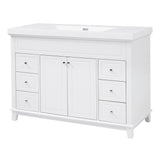 Bathroom Vanity & Sink, 6 Soft Close Drawers & Double Doors - White