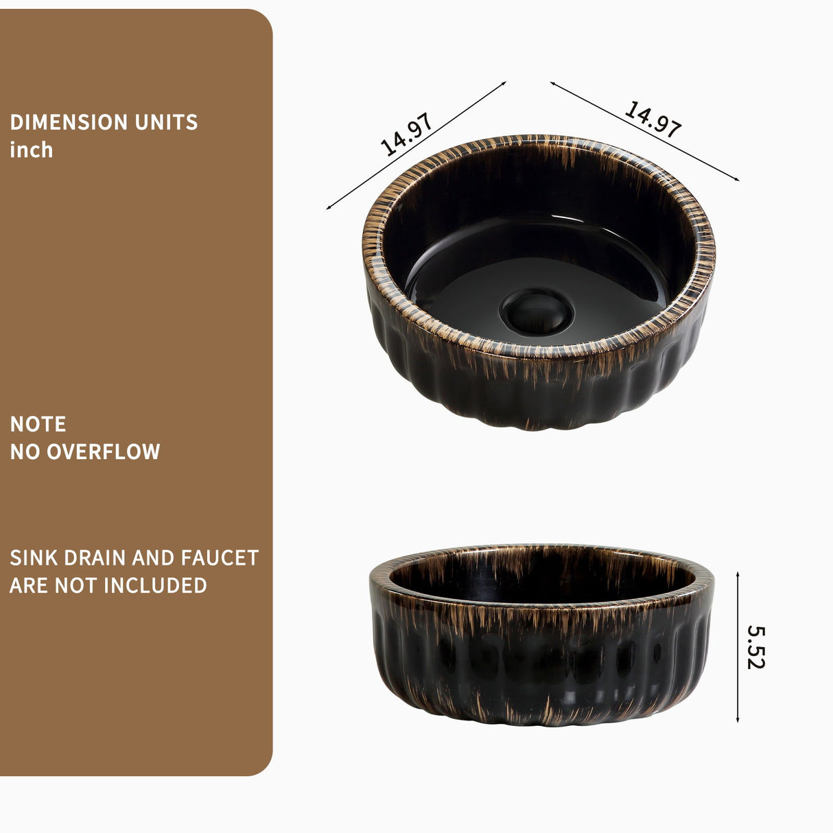 Vessel Sink, Above Counter Small Bowl - Black