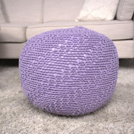 Bordeaux - Knitted Round Pouf Ottoman