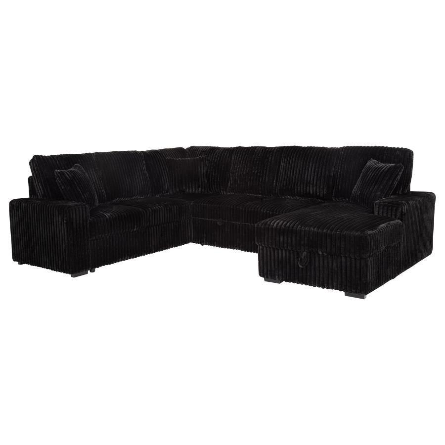 Devonshire Sleeper Sectional Sofa Storage Chaise Black - 511049