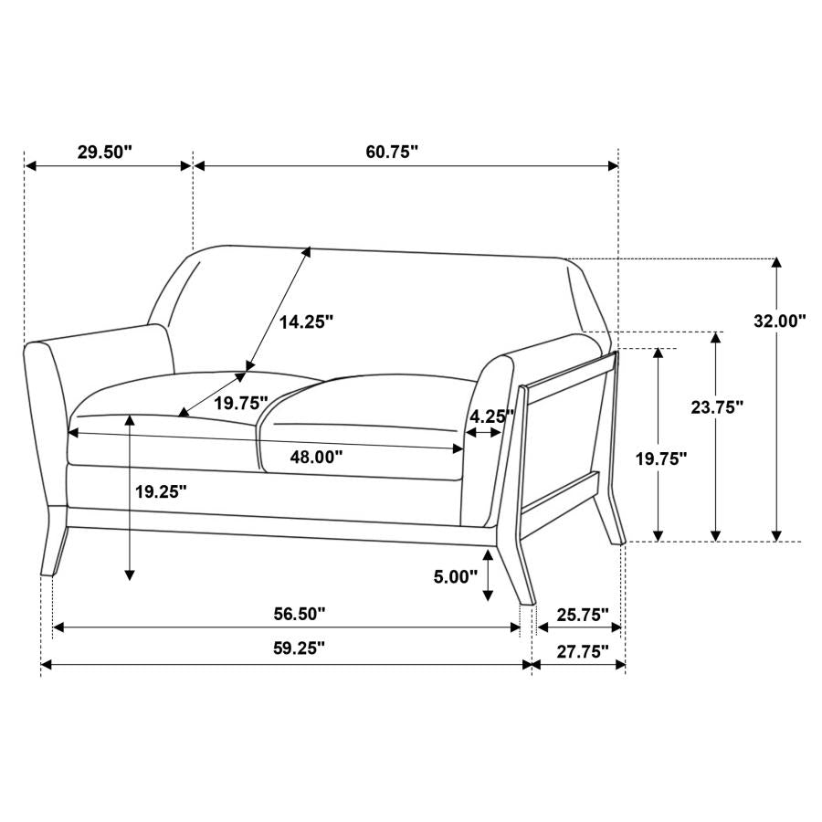 Vaughn 2-piece Fabric Upholstered Flared Arm Sofa Set Grey - 511071-S2