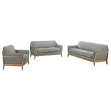 Vaughn 3-piece Fabric Upholstered Flared Arm Sofa Set Grey - 511071-S3