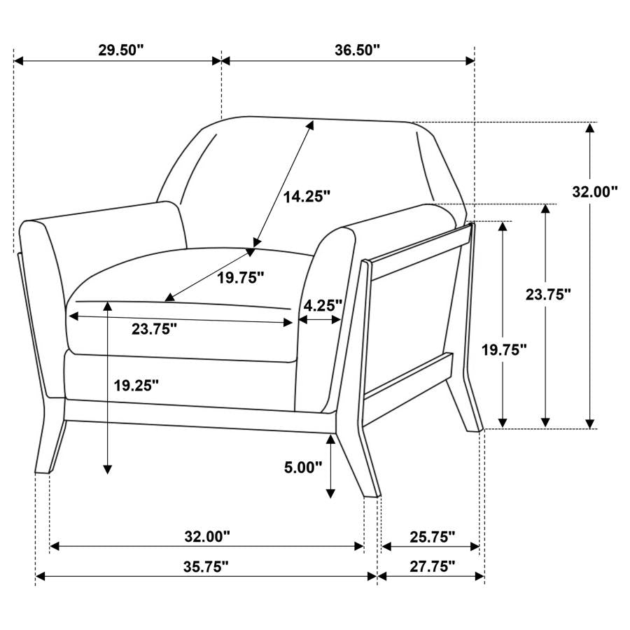 Vaughn 3-piece Fabric Upholstered Flared Arm Sofa Set Grey - 511071-S3