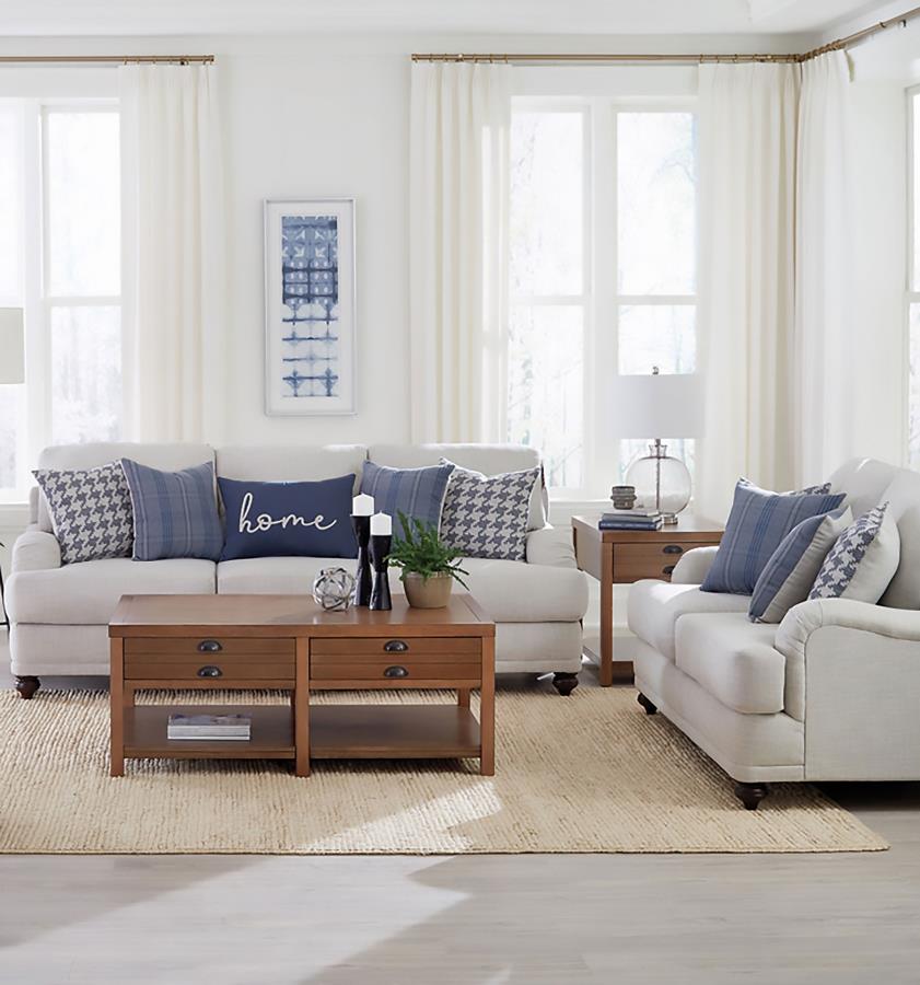 Glenn 2-piece Upholstered Sofa Set Light Grey and Blue - 511091-S2