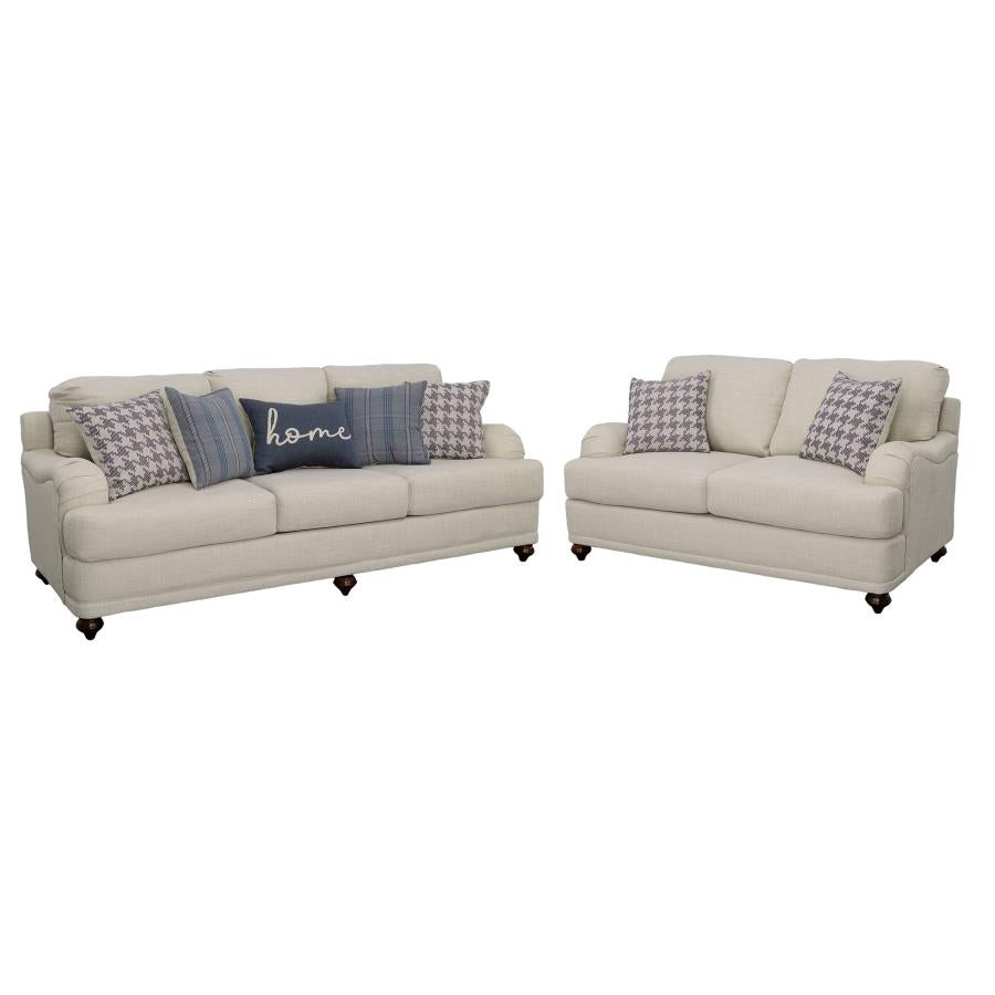 Glenn 2-piece Upholstered Sofa Set Light Grey and Blue - 511091-S2