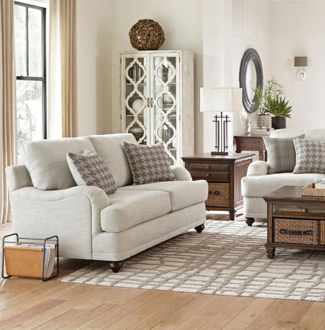 Glenn Upholstered English Arm Loveseat Light Grey and Grey - 511095