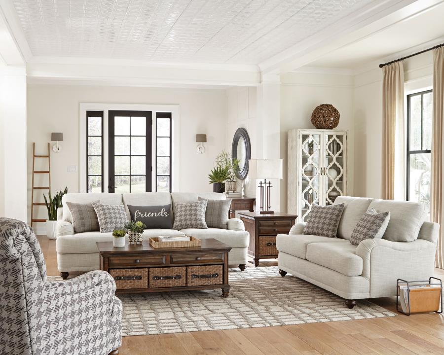 Glenn Upholstered English Arm Loveseat Light Grey and Grey - 511095