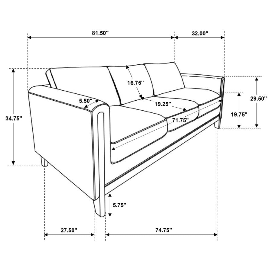 Islington Fabric Upholstered Panel Arm Sofa Taupe - 511101