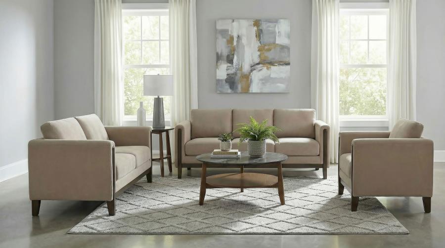 Islington Fabric Upholstered Panel Arm Sofa Taupe - 511101