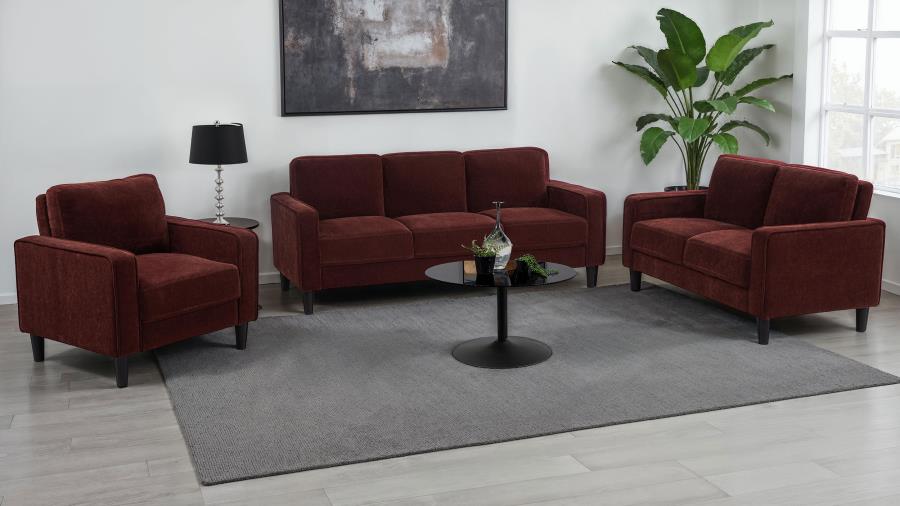 Ruth 3-piece Fabric Upholstered Track Arm Sofa Rust Red - 511211-S3