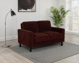 Ruth Fabric Upholstered Track Arm Loveseat Rust Red - 511212